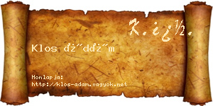 Klos Ádám névjegykártya